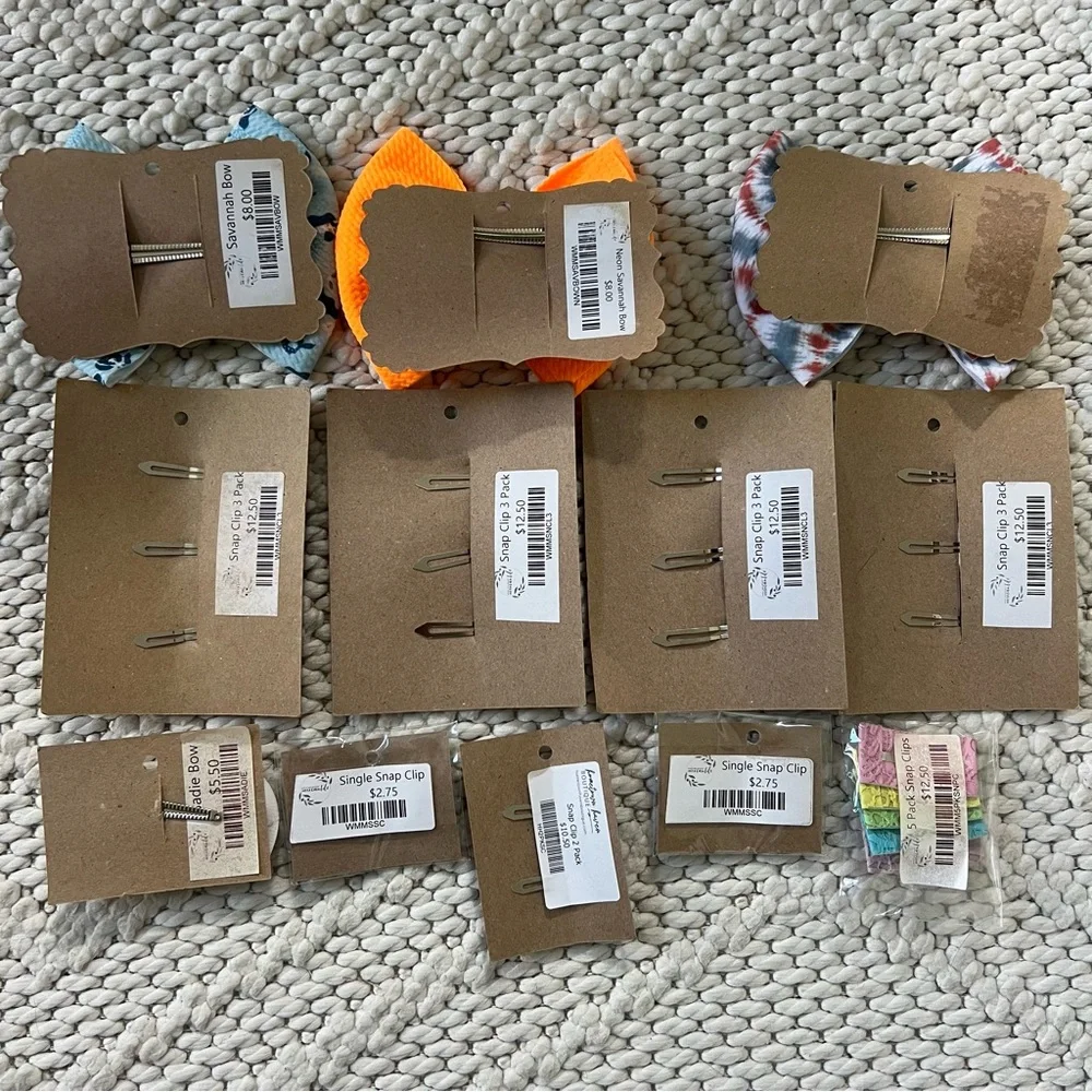 Large lot of Boutique Girl’s Hair Bows & Barrettes New With Tags $108 Retail